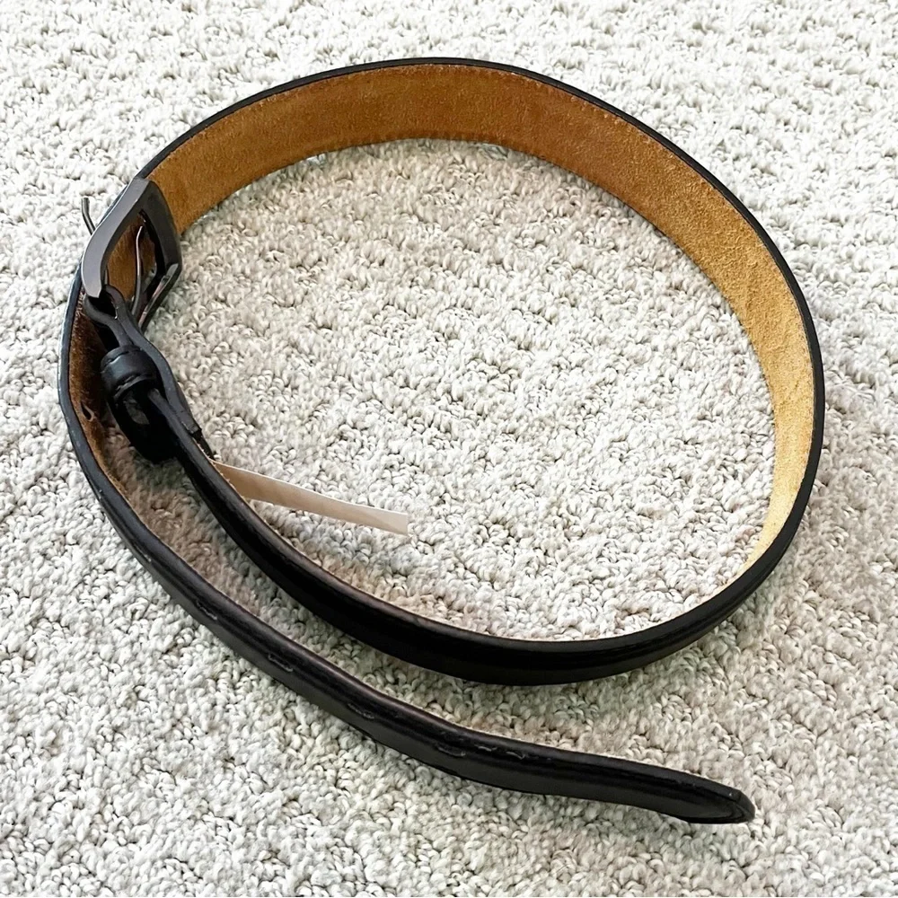 Men's Deep Brown Dress Leather Belt Sz 32 Formal Classic Modern Western Wedding